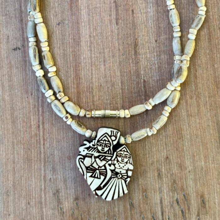 Handmade Tulsi Bead Radha Krishna Pendant Mala